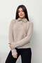Women's Stand Collar Buttoned Knitwear Sweater Beige - 27K 5178