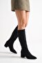 Women's Mordi Short Heeled Boots - Black Suede - 3