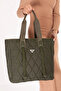 Women's Large Quilted Fabric Bag Ald.2287 Khaki - 4