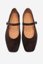 Genuine Leather Women's Brown Suede Buckle Ballerinas Marry - 2