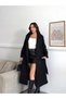 Buttoned Belted Lined Long Cashmere Coat - 3