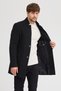 Men's Black Cashmere Coat Slim Fit Stand Collar Winter Coat - 4