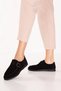 Women's Genuine Leather Buckle Loafer Shoes Hl.33400 Black Suede - 3
