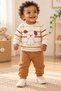 Baby Boy Striped Dog Printed Snap-Back Sweatshirt 2-Piece Top and Bottom Tracksuit Set 3-12 Months - 2
