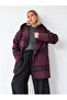 Urban Retro Hooded Oversize Jacket Coat Women's Burgundy - Black - 5