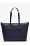 Navy Blue Women Large Tote Bag, Embroidered Crocodile, Daily Shoulder Handbag
