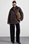 Plaid Patterned Water-Repellent Short Trench Coat with Cape Detail Mürdüm 6942 - 2