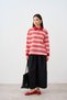 Women's Shirt Collar Half Button Sweatshirt Red - 3