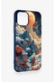 iPhone 11 Pro Compatible Red Moon Pattern Silicone Case - 3