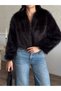 Women's Round Neck Lined Crop Short Fur Coat - 4