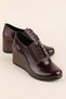 Genuine Leather Women's Wedge Heeled Shoes Msa.1940 Burgundy Honeycomb - 2