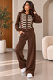 Women's Accessory Detailed Zippered Stylish Knitwear Two-Piece Set