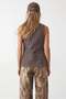 Women's Brown Metal Buttoned Denim Vest Alc-X15986 - 4
