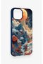 iPhone 13 Compatible Red Moon Pattern Silicone Case - 3