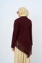 Women's Asymmetrical Front Cut, Side Pleated, Lace Detail, Crew Neck Tunic, Burgundy - 4