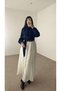 Tie-Front Crop Shirt - Mg - Navy Blue