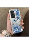 Samsung Galaxy S25 Plus Compatible Blue Turtle, Shell, and Coral Pattern Cover, Shock-Absorbing Structure