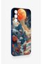 Samsung M14 Compatible Red Moon Patterned Silicone Case - 3