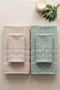 4-Piece Leaf Jacquard Bath Set |   2 Pieces of 70X140 cm Bath Towels, 2 Pieces of 50X90 Hand, Face, and Hair Towels |   100% Cotton - 5