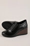Genuine Leather Women's Wedge Heeled Shoes Msa.1940 Black Honeycomb - 3