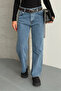 Women's Belted Flexible Wide Leg Comfortable Fit Jean Trousers - 7