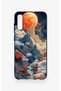 Samsung A70 Compatible Red Moon Patterned Silicone Case - 2