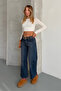 Women's Belted Flexible Wide Leg Comfortable Fit Jean Trousers - 5