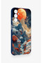Samsung A14 Compatible Red Moon Patterned Silicone Case - 3