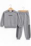 2-Piece Set 3 Threaded Yarns, Furry Inside, Printed Sweatpants, Sweatshirt, Children's Set, 1St Quality, for School and Casual Wear