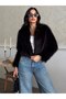 Women's Round Neck Lined Crop Short Fur Coat - 3
