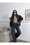 Black Oversize Stand Collar Leather Jacket - 6