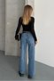 Women's Belted Flexible Wide Leg Comfortable Fit Jean Trousers - 8