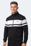 Rider Men's Stand Collar Zippered Black Sweatshirt