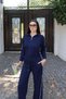 Oysho Fabric Zippered Suit Set Navy Blue - 2