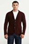 Shawl Collar Pocketed Knitwear Jacket - Burgundy