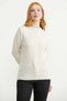 Round Neck Motif Knit Sweater - Light Beige - 3