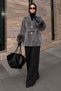 Fox Coat with Fur Sleeves Tsd260352 Gray