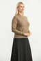 Crew Neck Motif Knitwear Sweater - Mink - 4