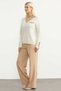 High Collar Patterned Knit Sweater - Stone - 4