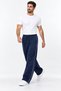 Men's Navy Blue Side Piping Zipper Pocket Winter Baggy Ribbed Sweatpants - 6