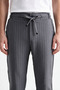 Men's Jogger Striped Trousers with Zipper and Button Back Pockets Regular Fit - 3