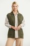 Turn-Down Collar Knitted Vest with Pockets - Khaki - 3
