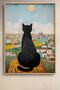 Cityscape Viewing Black Cat Framed Painting Cat Poster Modern Wall Decor Kedi55 - 2