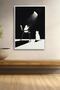 Black and White Cats under Spotlight Framed Painting Cat Poster Modern Wall Decor Kedi47