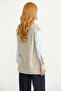 Turn-Down Collar Knitted Vest with Pockets - Light Beige - 5