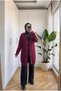 Women's Twisted Knit Detailed Buttoned Long Knitwear Cardigan Hijab 100 cm