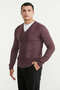 V-Neck Wool Knit Sweater - Plum - 4