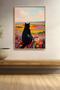 Black Cat in a Bicycle Countryside Scenery Framed Painting Cat Poster Modern Wall Decor Kedi56