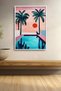 Palms and Black Cat by the Pool Framed Painting Cat Poster Modern Wall Decor Kedi17