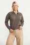Polo Collar Pocket Cotton Knit Sweater - Brown - 3